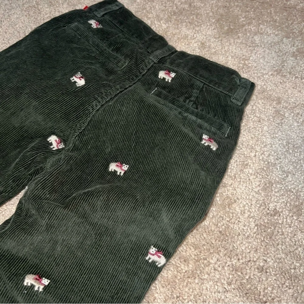 Gymboree Kids Dark Green Corduroy Pants with Embroidered Cats Size 4T